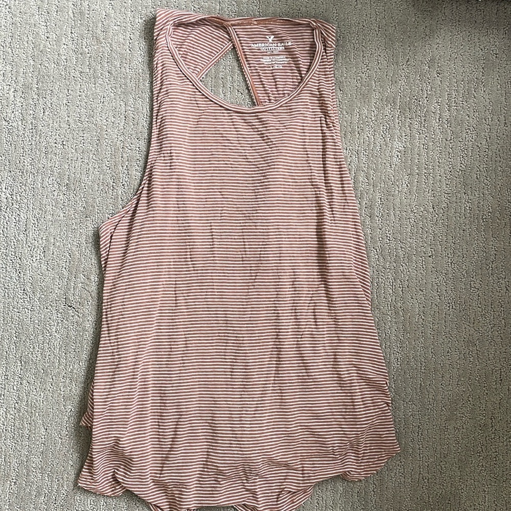 Orange and white striped tank with open back